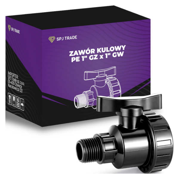 Zawór zaworek kulowy PE GZ 1" x GW 1"
