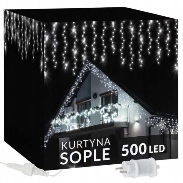 KURTYNA SOPLE 500 LED flash BIAŁE ZIMNE
