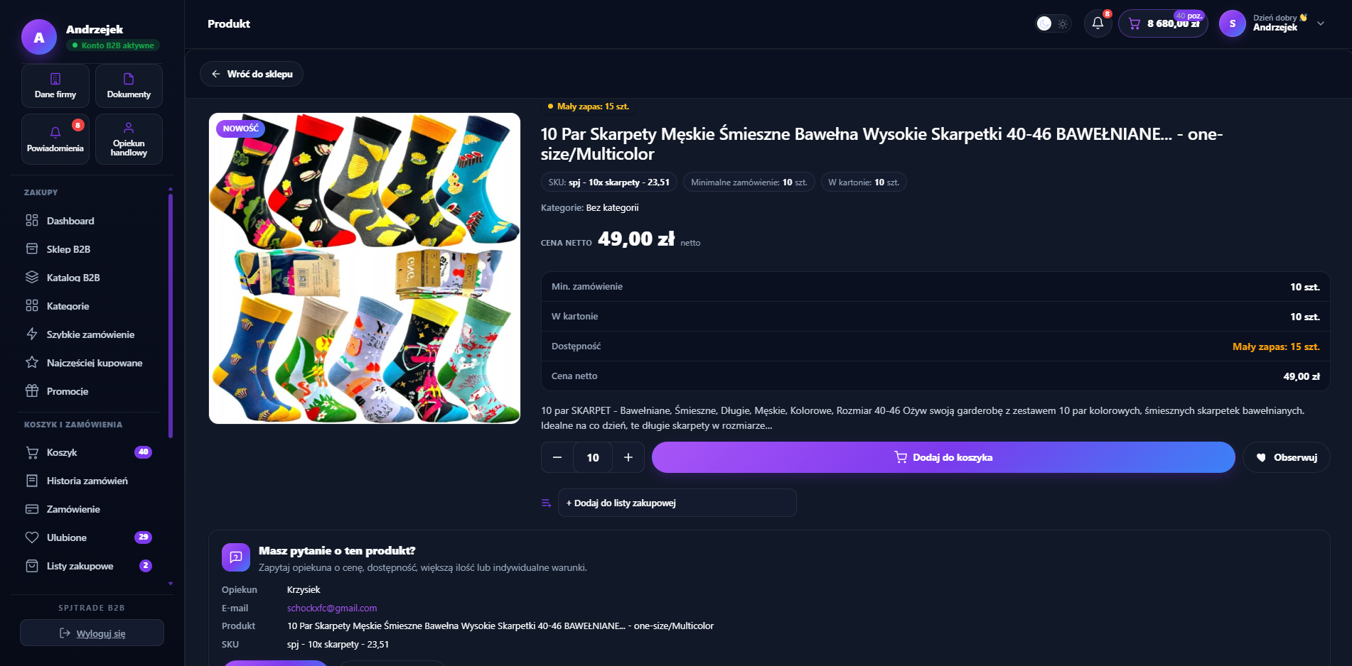Podstrona produktu SPJTRADE B2B