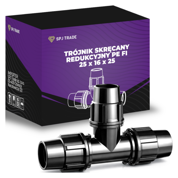 Trójnik skręcany redukcyjny PE FI 25 x 16 x25 lock