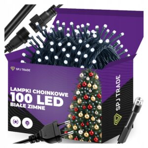 LAMPKI CHOINKOWE 100 LED ZIMNE BIAŁE