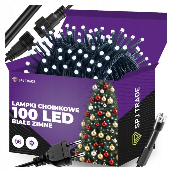 LAMPKI CHOINKOWE 100 LED ZIMNE BIAŁE