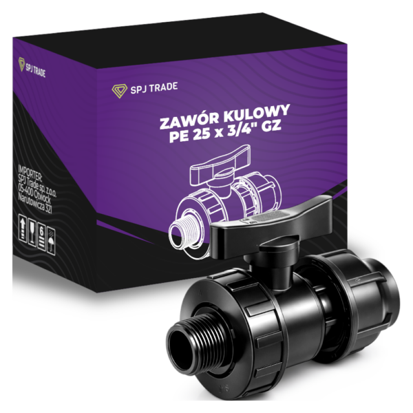 Zawór zaworek kulowy PE FI 25" x GZ 3/4"