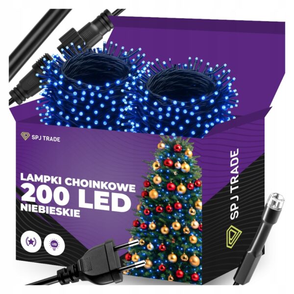 LAMPKI CHOINKOWE 200 LED NIEBIESKIE